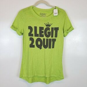 Lyric Culture Women's 2 LEGIT 2 QUIT Graphic high low T-Shirt with Lyrics NWT